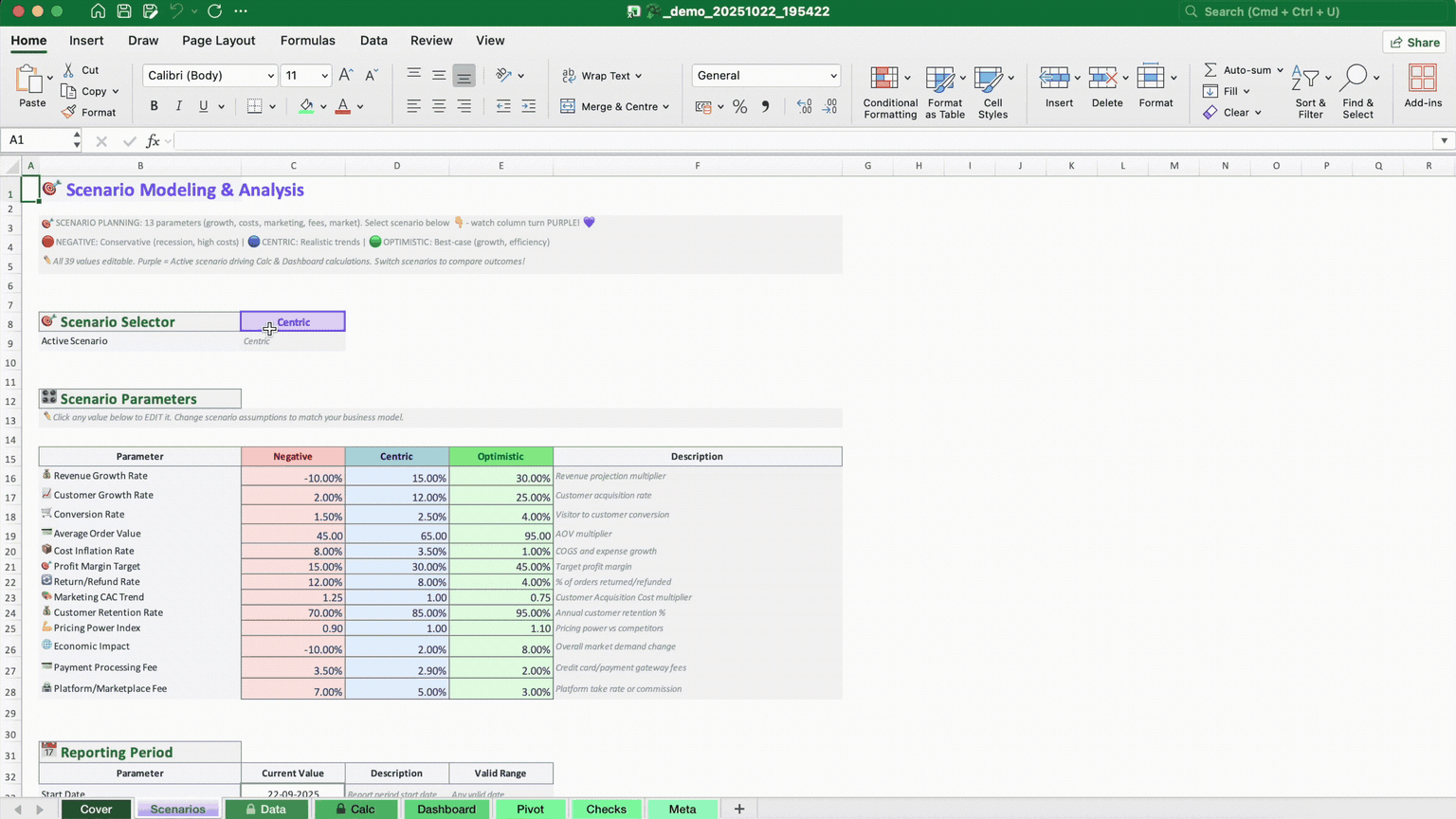 Scenario planning with left-side focus
