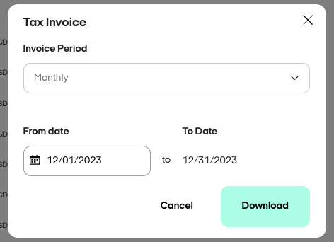 Afterpay Business Hub showing the tax invoices and reconciliation download options