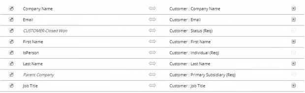 NetSuite Import Assistant field mapping showing pre-mapped CSV columns to NetSuite fields