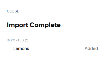Squarespace import complete confirmation message